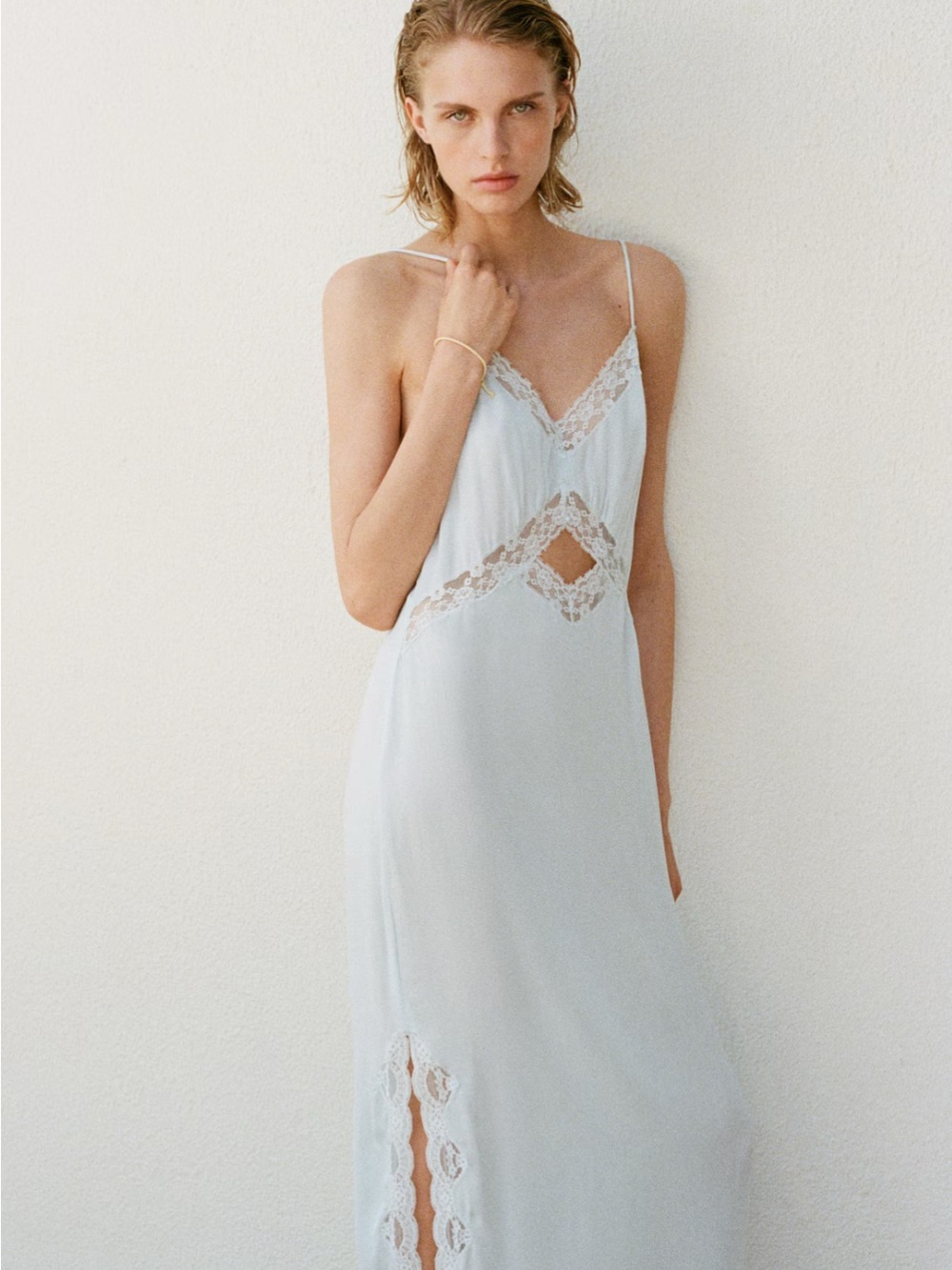 H&M Pale Blue Lace-Trim Slip